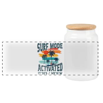 Surf mode activated - Panoramic Cookie Jar with Wooden Lid - white - Front