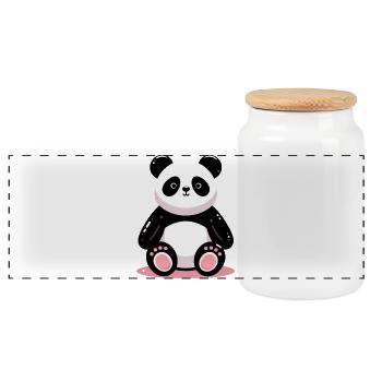 Panda - Panoramic Cookie Jar with Wooden Lid - white - Front