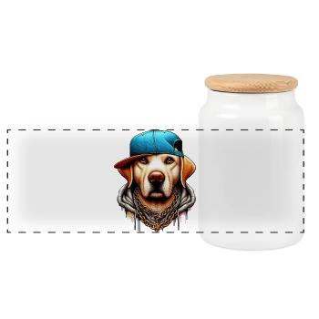 Hund - Panorama Keksdose mit Holzdeckel - Weiß - Vorne
