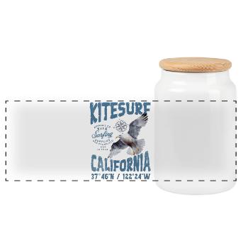 Kitesurfing in California - Panoramic Cookie Jar with Wooden Lid - white - Front