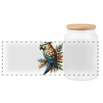 Perroquet - Boîte à biscuits avec couvercle en bois - blanc - Devant