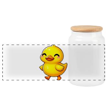 Duckling Duck Duck Duck - Panoramic Cookie Jar with Wooden Lid - white - Front