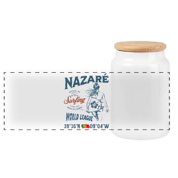 Nazaré Surfing Girl Nautical Print - Boîte à biscuits avec couvercle en bois - blanc - Devant