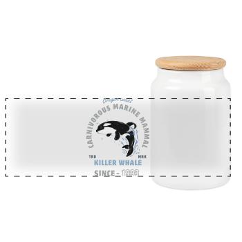 Orca Tier Meeressäuger - Schwertwal - Panorama Keksdose mit Holzdeckel - Weiß - Vorne
