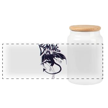 Demon Vibes – Dark & Mystical - Panoramic Cookie Jar with Wooden Lid - white - Front