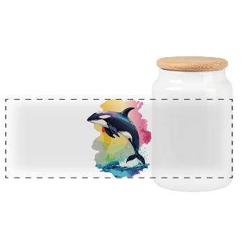 Faszination Orca: Die majestätischen Jäger - Panorama Keksdose mit Holzdeckel - Weiß - Vorne