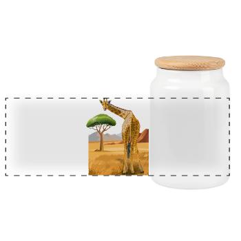 Giraffe schaut freundlich - Panorama Keksdose mit Holzdeckel - Weiß - Vorne