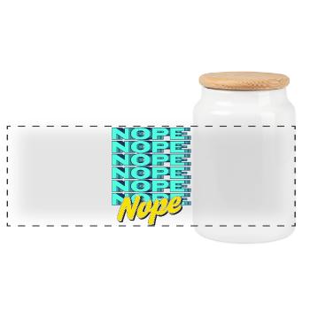 NOPE – Bold & Sassy Statement - Panoramic Cookie Jar with Wooden Lid - white - Front