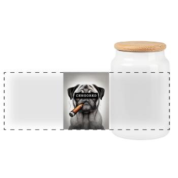 Carlin censuré avec cigare - Boîte à biscuits avec couvercle en bois - blanc - Devant