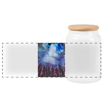 Forêt la nuit - Boîte à biscuits avec couvercle en bois - blanc - Devant