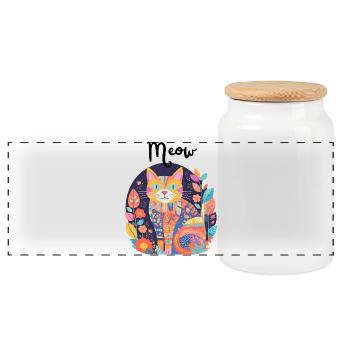 Bunte Katzen-Patchwork-Anthologie - Panorama Keksdose mit Holzdeckel - Weiß - Vorne