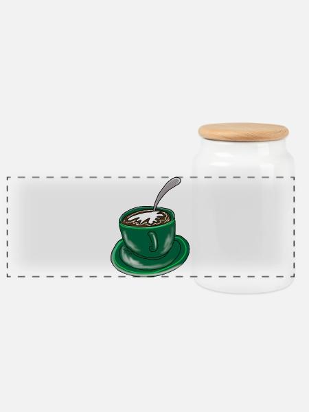 Tasse - Panorama Keksdose mit Holzdeckel - Weiß