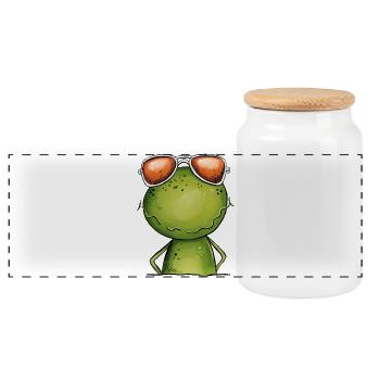 Cooler Frosch Mit Brille - Panorama Keksdose mit Holzdeckel - Weiß - Vorne