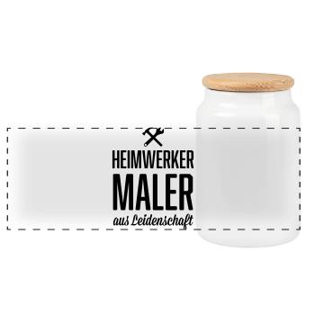 Heimwerker Maler - Panorama Keksdose mit Holzdeckel - Weiß - Vorne