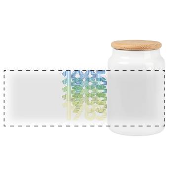 Concentric Year Rings 1965 2015 - Panoramic Cookie Jar with Wooden Lid - white - Front