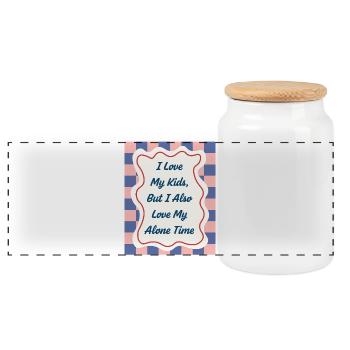 I Love my Alone Time – Parenting Statement - Panoramic Cookie Jar with Wooden Lid - white - Front