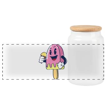 Fröhlicher Kindereis Charakter Eiscreme Eis - Panoramic Cookie Jar with Wooden Lid - white - Front
