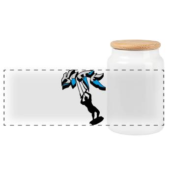 kiteboarding, kitesurfer, kiteboard, kitesurfing - Panoramic Cookie Jar with Wooden Lid - white - Front
