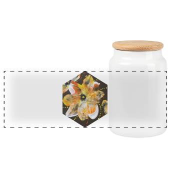 Earthy outfits - Panoramic Cookie Jar with Wooden Lid - white - Front