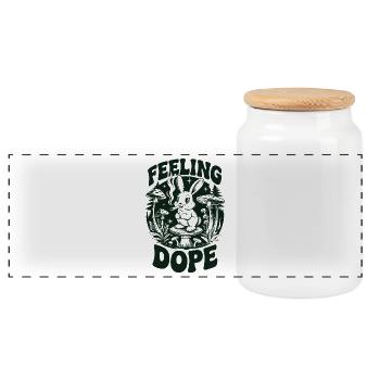 Lapin psychédélique dans la forêt - Boîte à biscuits avec couvercle en bois - blanc - Devant