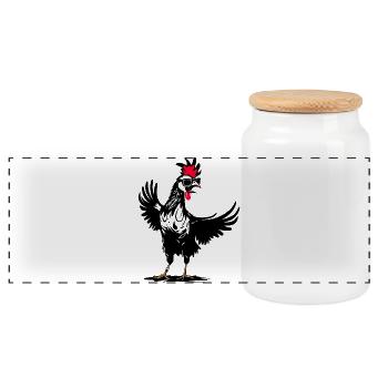 Funny Rooster with Sunglasses - Fun Design - Panoramic Cookie Jar with Wooden Lid - white - Front