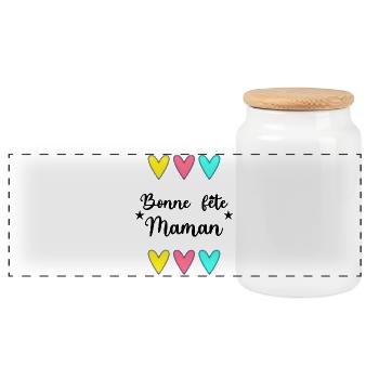 BONNE FÊTE. BONNE FÊTE MAMAN. MAMAN FÊTE DES MÈRES - Boîte à biscuits avec couvercle en bois - blanc - Devant