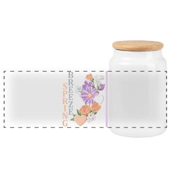 Brise printanière - Boîte à biscuits avec couvercle en bois - blanc - Devant