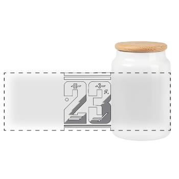 Stylische Nummer 23 Grafik - Panorama Keksdose mit Holzdeckel - Weiß - Vorne