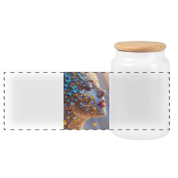 Art du visage de papillon - Boîte à biscuits avec couvercle en bois - blanc - Devant