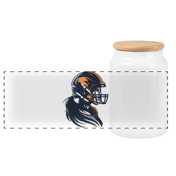 Football player - Panoramic Cookie Jar with Wooden Lid - white - Front