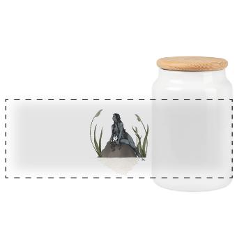 Nymph in a pond - Panoramic Cookie Jar with Wooden Lid - white - Front