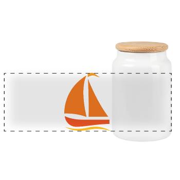 Minimalistische Segelboot Silhouette Nordsee - Panorama Keksdose mit Holzdeckel - Weiß - Vorne