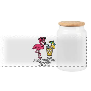 Maintenant, ça va être rose ! - Boîte à biscuits avec couvercle en bois - blanc - Devant