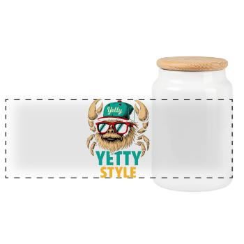 Yetty Style Yeti Graphic - Panorama Keksdose mit Holzdeckel - Weiß - Vorne
