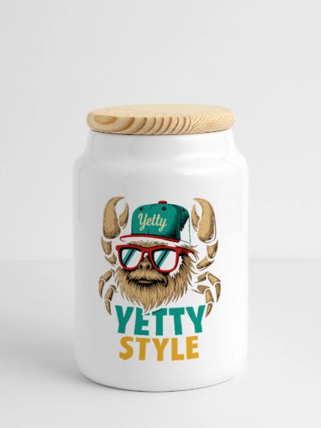 Graphisme Yeti Style Yetty - Boîte à biscuits avec couvercle en bois - blanc - Devant