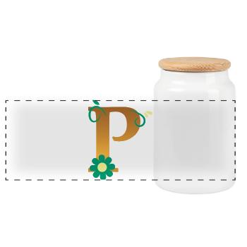 P - Panoramic Cookie Jar with Wooden Lid - white - Front