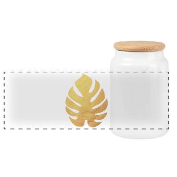 Philodendron Leaf Gold Botany Nature Flora Organic - Panoramic Cookie Jar with Wooden Lid - white - Front