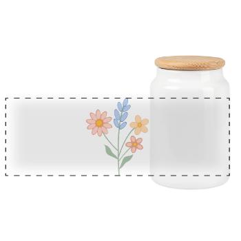 Pastell Blumenstrauß – Frühlingshaftes Design - Panorama Keksdose mit Holzdeckel - Weiß - Vorne