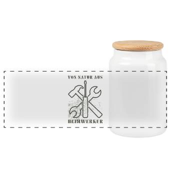 Do-it-yourselfers by nature – tool design - Panoramic Cookie Jar with Wooden Lid - white - Front