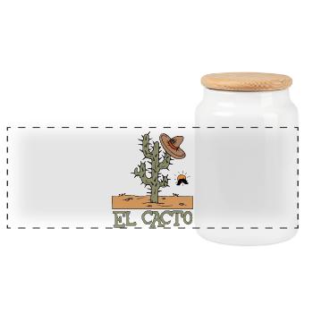 El Cacto 1 - Boîte à biscuits avec couvercle en bois - blanc - Devant