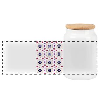 Floral Art Deco Romance - Panoramic Cookie Jar with Wooden Lid - white - Front