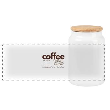 Coffee – Life Begins After the First Cup - Panorama Keksdose mit Holzdeckel - Weiß - Vorne