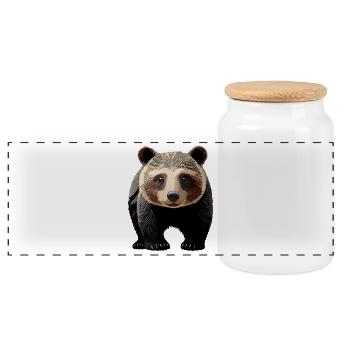 Young bear - Panoramic Cookie Jar with Wooden Lid - white - Front