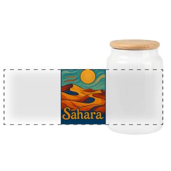 Sahara Desert Dream - Panoramic Cookie Jar with Wooden Lid - white - Front