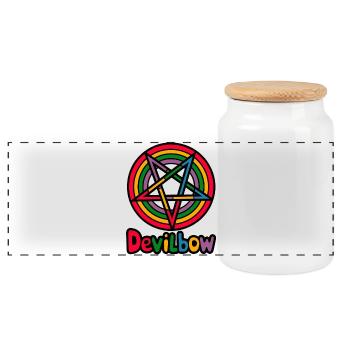 Devilbow - Panoramic Cookie Jar with Wooden Lid - white - Front