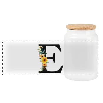 P Monogramm, Floral, personalisierbar - Panorama Keksdose mit Holzdeckel - Weiß - Vorne