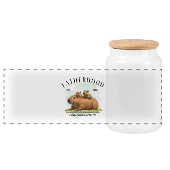 Fatherhood EST. 2025 – Capypapa Mode Activated - Panorama Keksdose mit Holzdeckel - Weiß - Vorne