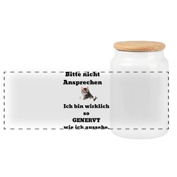 Dire chat agacé - Boîte à biscuits avec couvercle en bois - blanc - Devant