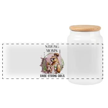 Strong Moms Raise Strong Girls – Calm Motherhood D - Panorama Keksdose mit Holzdeckel - Weiß - Vorne