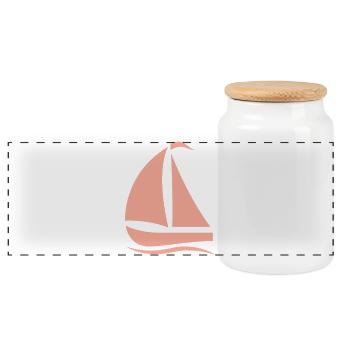 Minimalistische Segelboot Silhouette Nordsee - Panorama Keksdose mit Holzdeckel - Weiß - Vorne